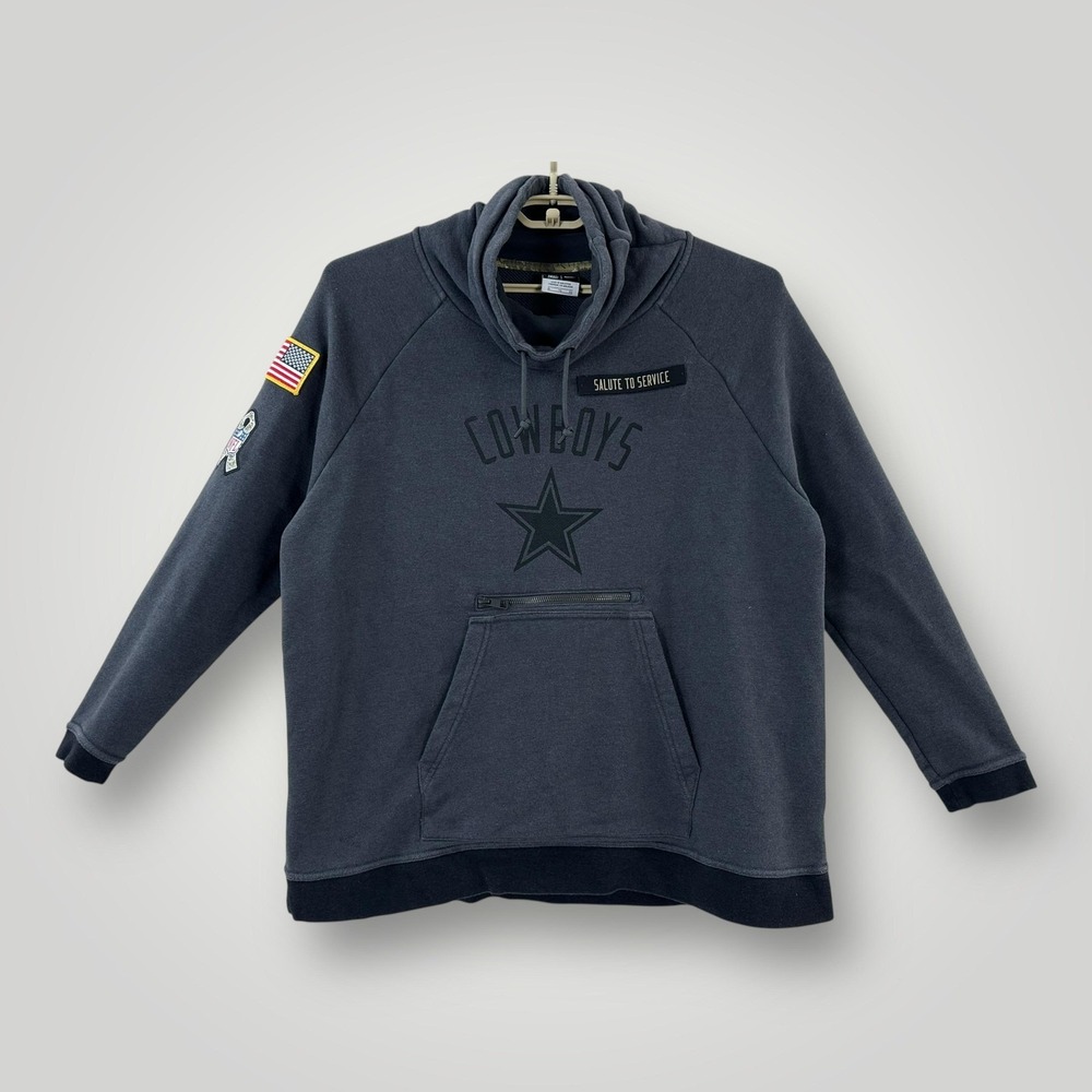 Nike‎ Dallas Cowboys Sweatshirt Mens XL Gray Salute To Service NFL Football Cowl
